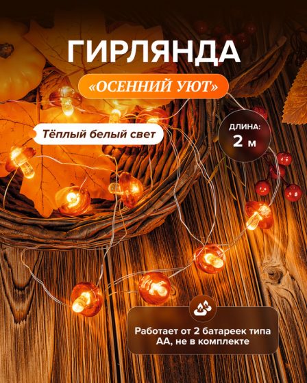 Гирлянда «Осенний Уют» 2 м, в ассортименте