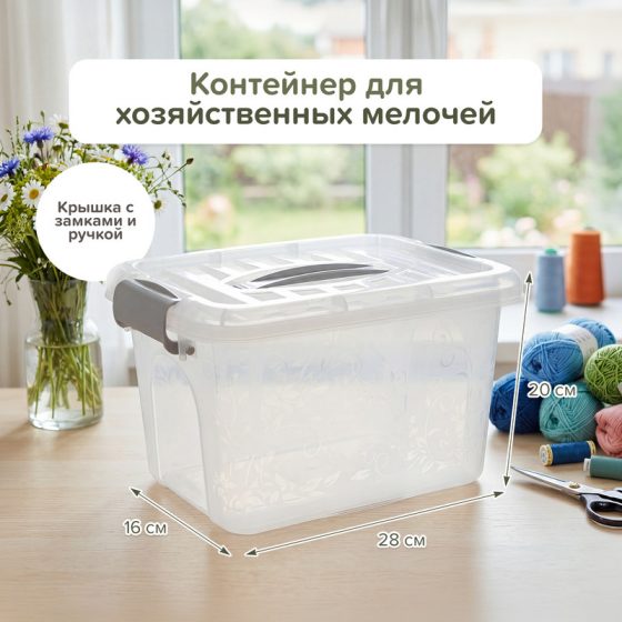 Контейнер для хранения, Home Time, 28х20х16 см, в ассортименте