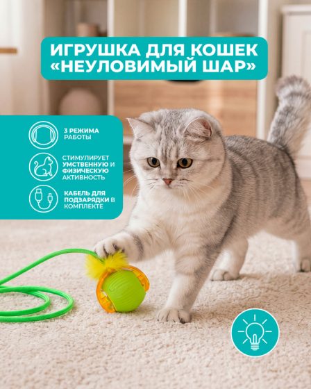 Игрушка для кошек «Неуловимый шар», Pet Club, в ассортименте