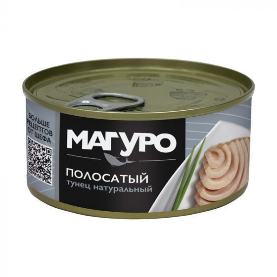 Рыбные консервы стерилизованные «Тунец натуральный полосатый», Магуро, 170 г