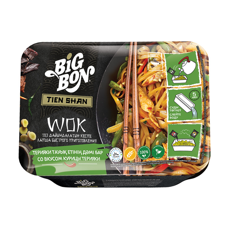 Лапша, БигБон WOK, со вкусом курицы терияки, 85 г