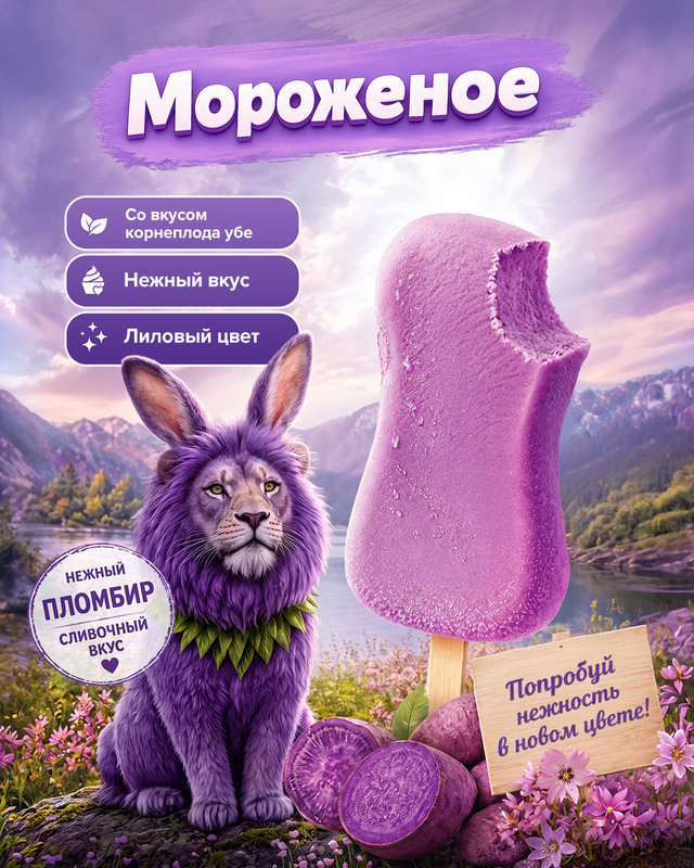 Мороженое «УБЕ», Чистая Линия, 62 г