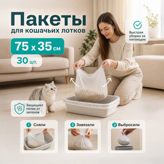 Пакеты для кошачьих лотков, 30 шт.