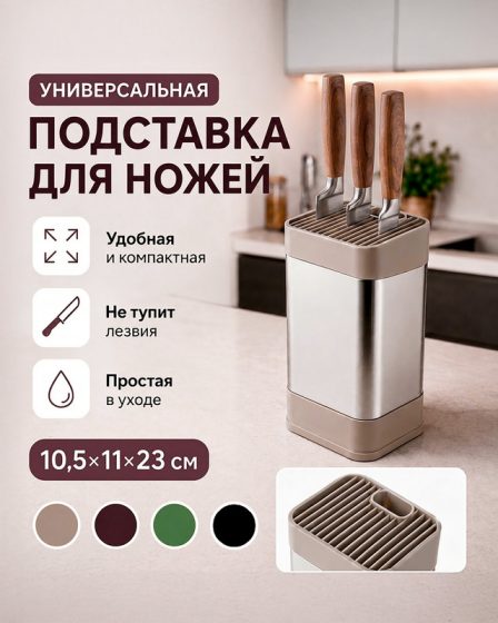 Подставка для ножей, O’Kitchen, 10,5х11х23 см, в ассортименте