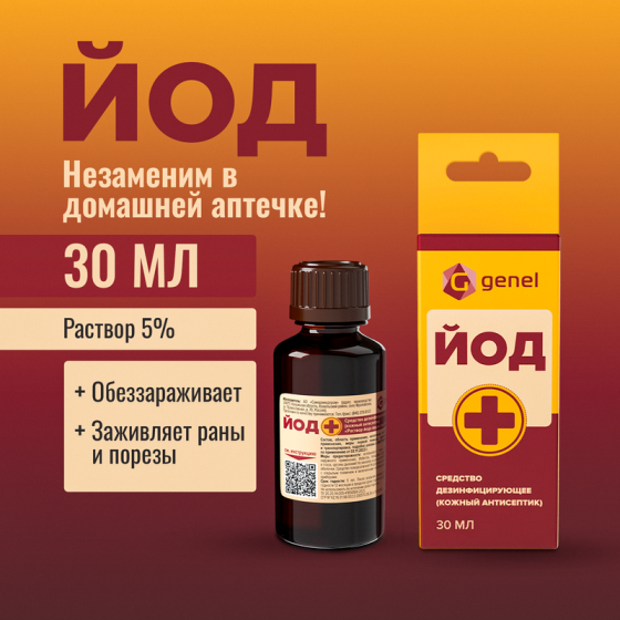 Средство дезинфицирующее «Йод», Genel, 30 мл