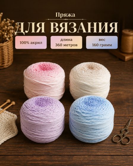 Пряжа, Hand Made Club, 360 м, 160 г, в ассортименте