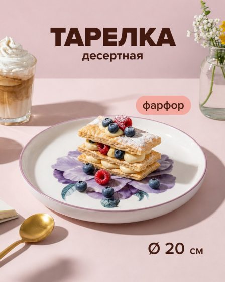 Тарелка десертная, O’Kitchen, 20 см, в ассортименте