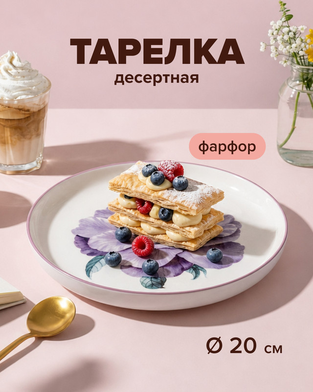 Тарелка десертная, O’Kitchen, 20 см, в ассортименте