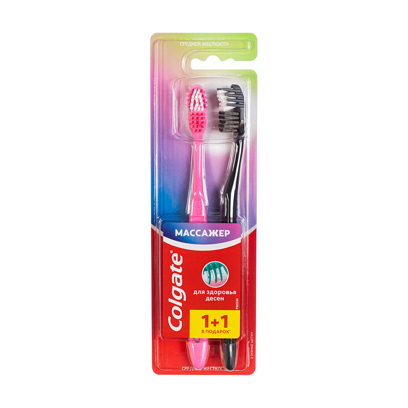 Зубная щётка «Массажёр», Colgate, 1+1, в ассортименте