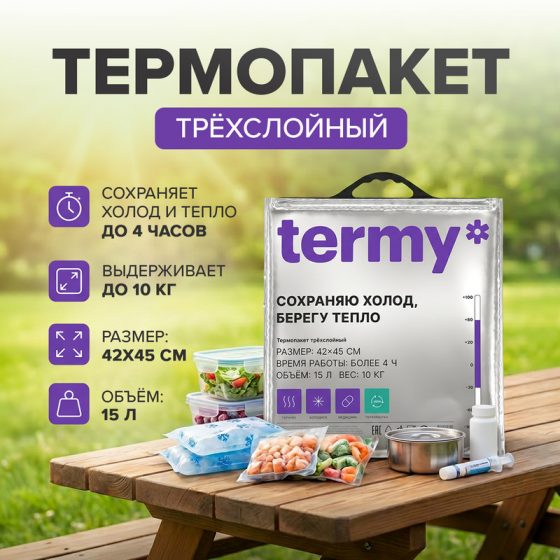 Термопакет трёхслойный, 42х45 см, 15 л