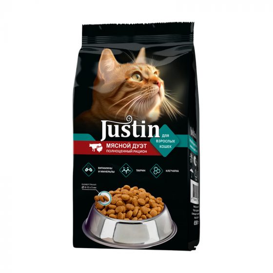 Корм сухой «Мясной дуэт», Justin, 650 г
