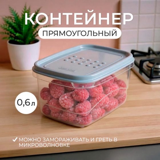 Контейнер прямоугольный, Plast Team, 0,6 л, в ассортименте