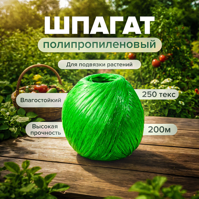 Шпагат полипропиленовый, АгроСнабРитейл, 200 м, 250 текс, в ассортименте