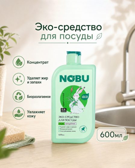 Средство для мытья посуды, Nobu, 600 мл, в ассортименте