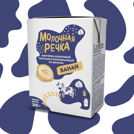 Молочный коктейль, Молочная Речка, банан, 2%, БЗМЖ, 0,2 л