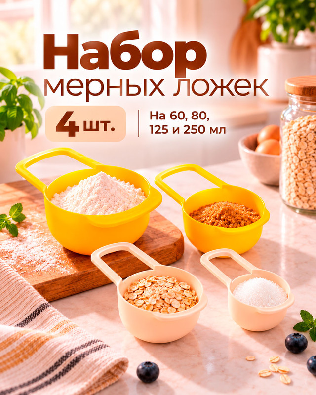 Набор мерных ложек, Hitt, 4 шт., в ассортименте