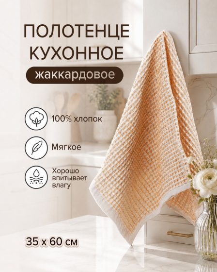 Полотенце кухонное жаккардовое, 35×60 см