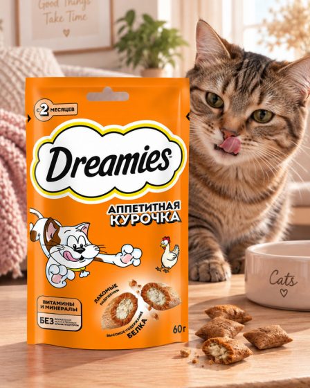 Лакомство для кошек, Dreamies, с курицей, 60 г