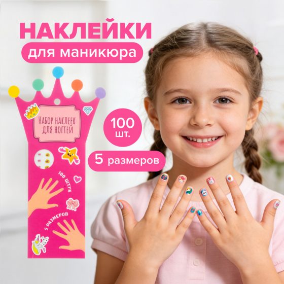 Наклейки для маникюра, 100 шт., в ассортименте