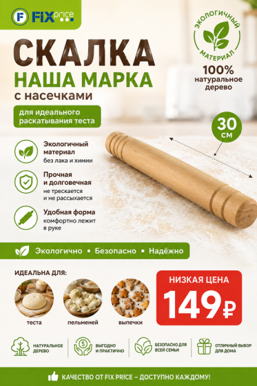 Скалка, НАША МАРКА, 30 см