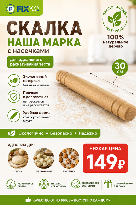 Скалка, НАША МАРКА, 30 см